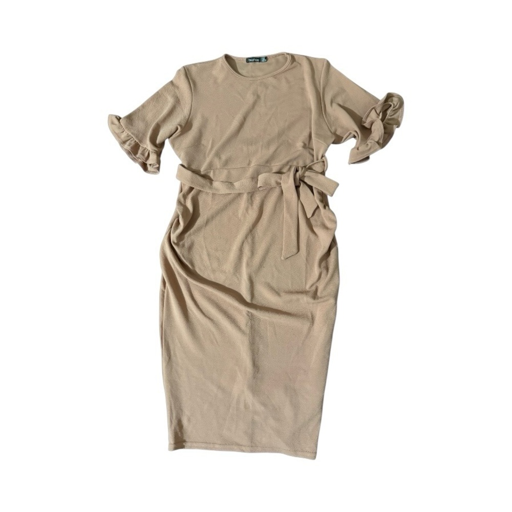 Boohoo pink midi maternity dress
